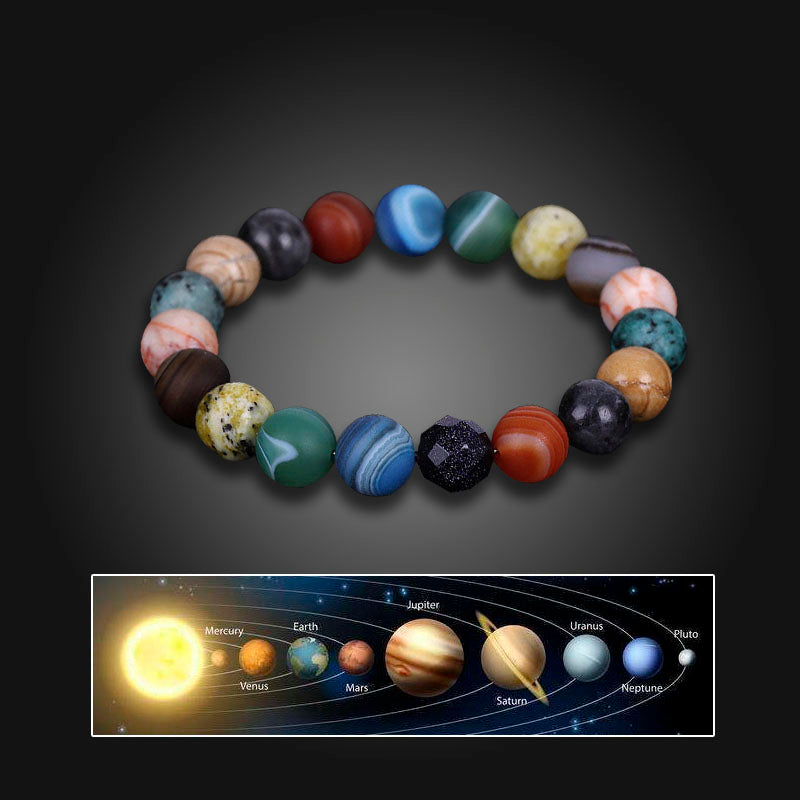 Natural Crystal Gemstone ~ Eight Planetary Solar System Bracelet