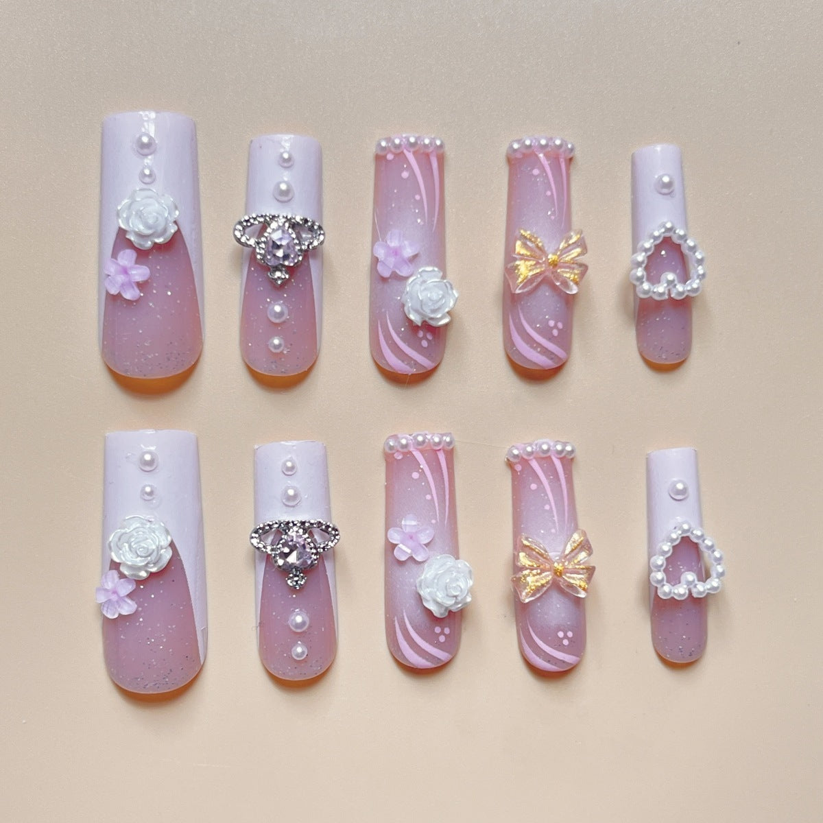 Sophisticated  Multi-Diamond Nails Art for Brides