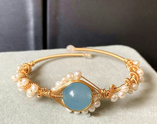 14K GoldWrapped Handmade Pearl Bracelet