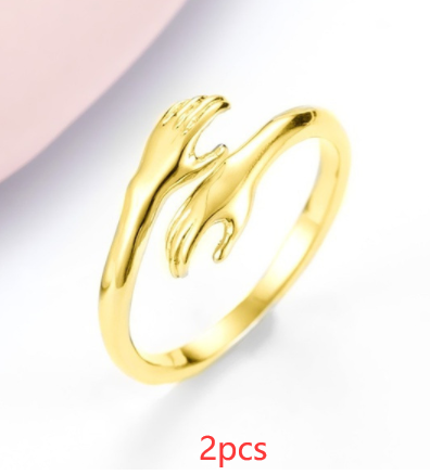 Hands Hug Opening Adjustable Ring