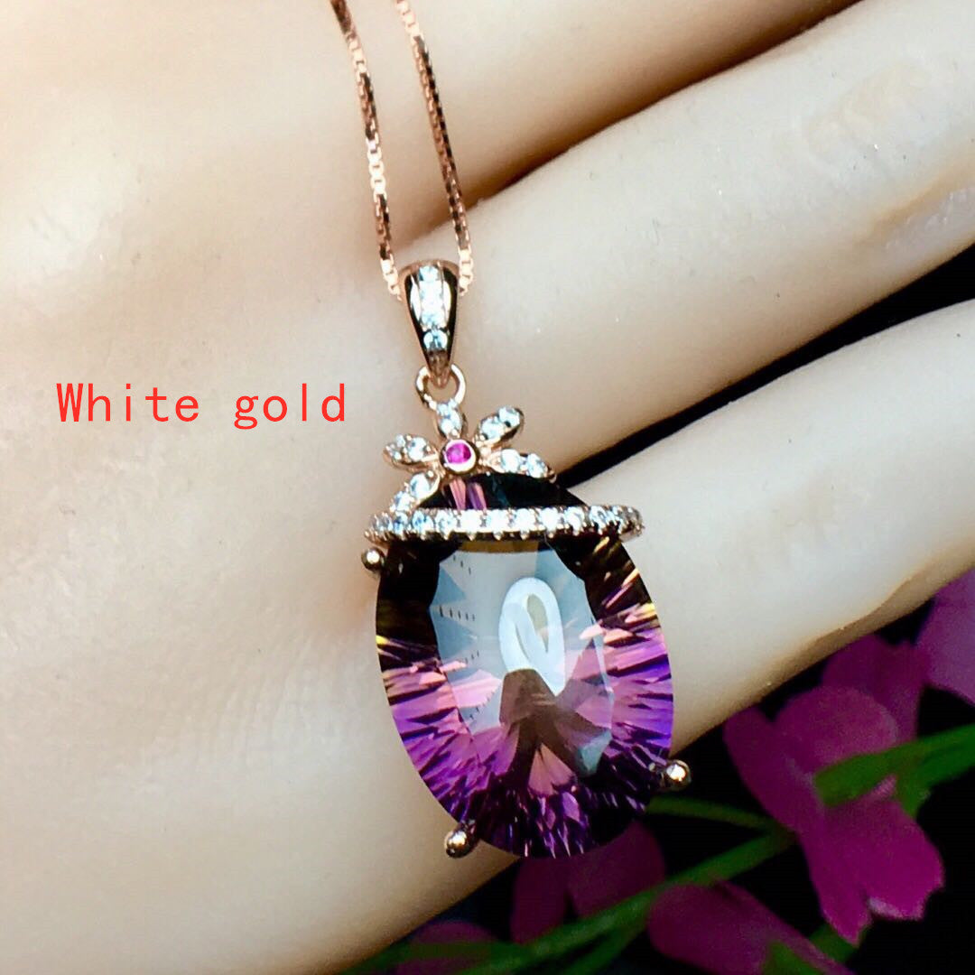 Amethyst Pendant Crystal S925 Silver Necklace