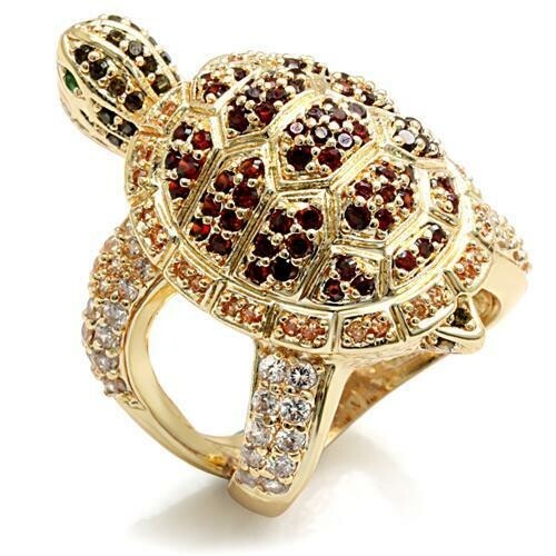 Imitation Gold Brass Ring with Synthetic Glass