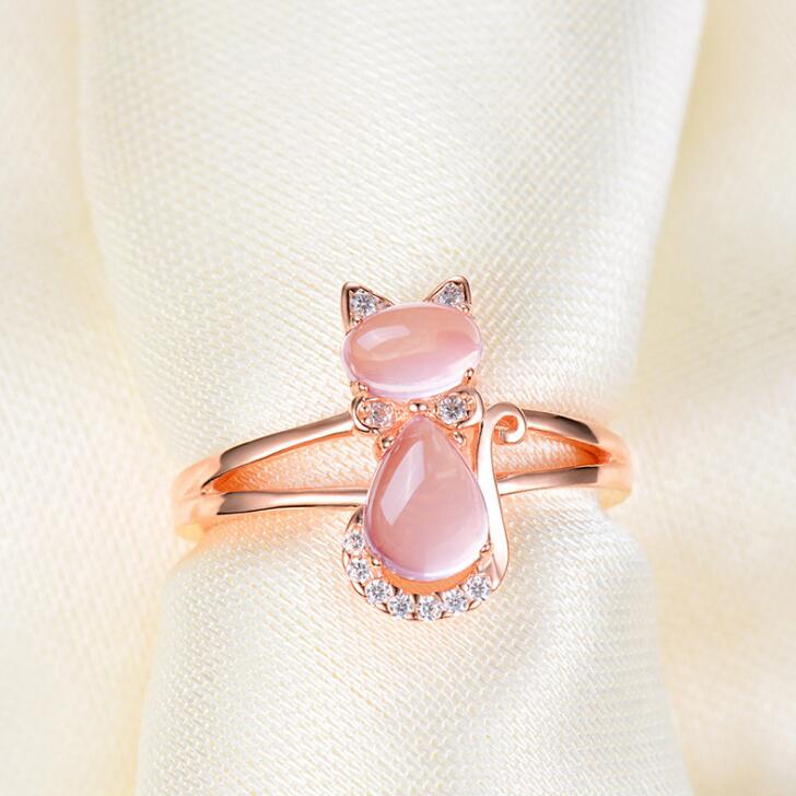 Cat Jewelry Set in Rose Gold Plate