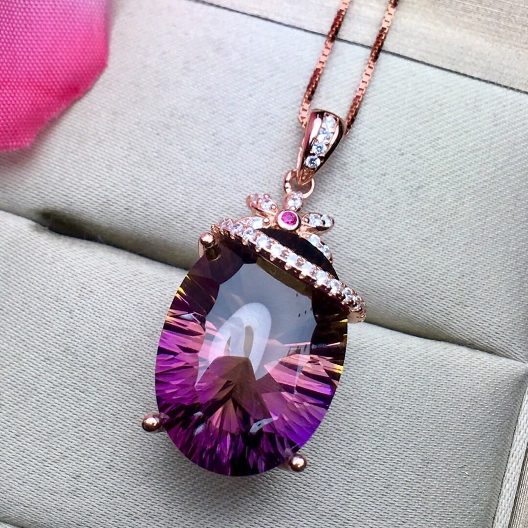 Amethyst Pendant Crystal S925 Silver Necklace