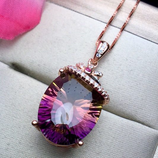 Amethyst Pendant Crystal S925 Silver Necklace
