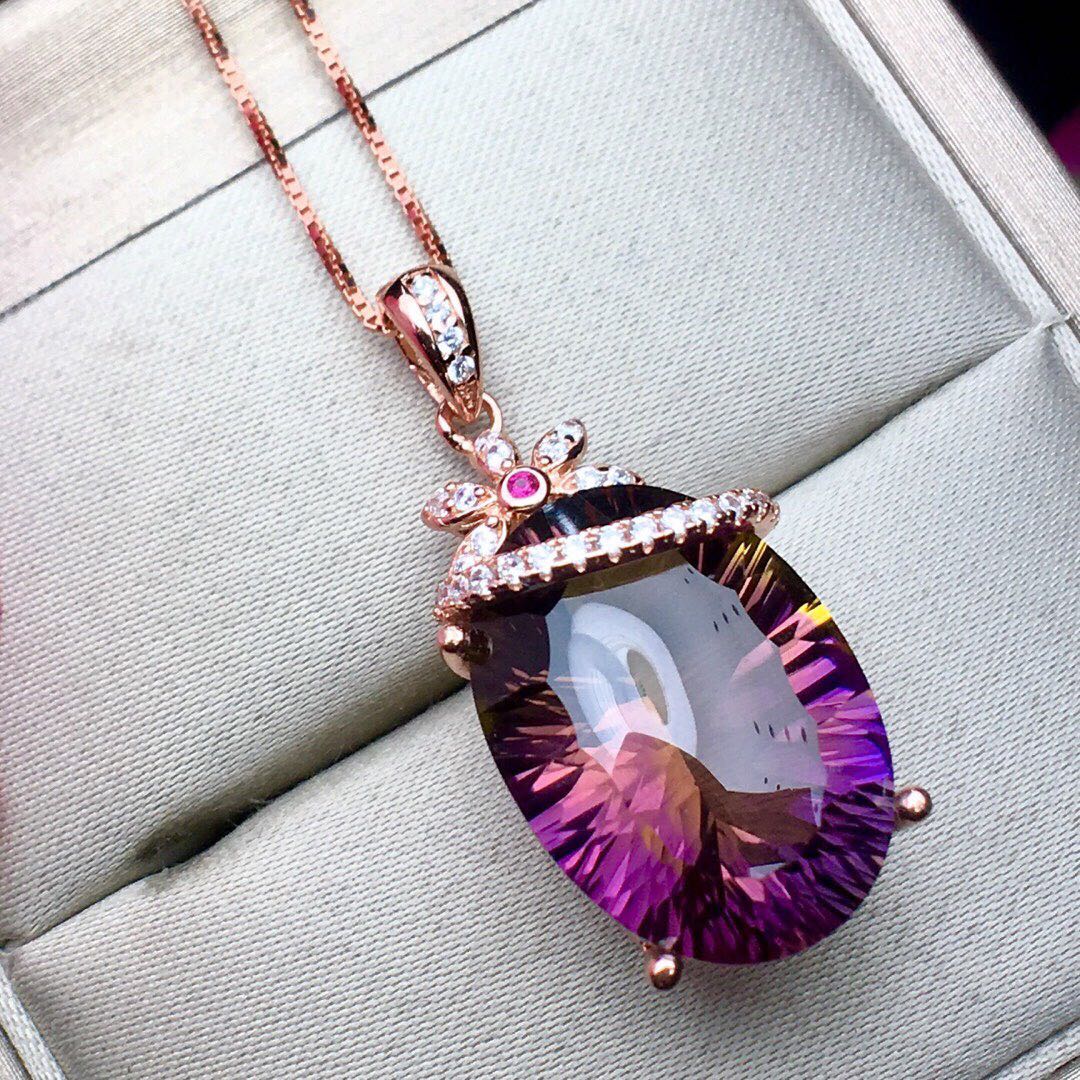 Amethyst Pendant Crystal S925 Silver Necklace